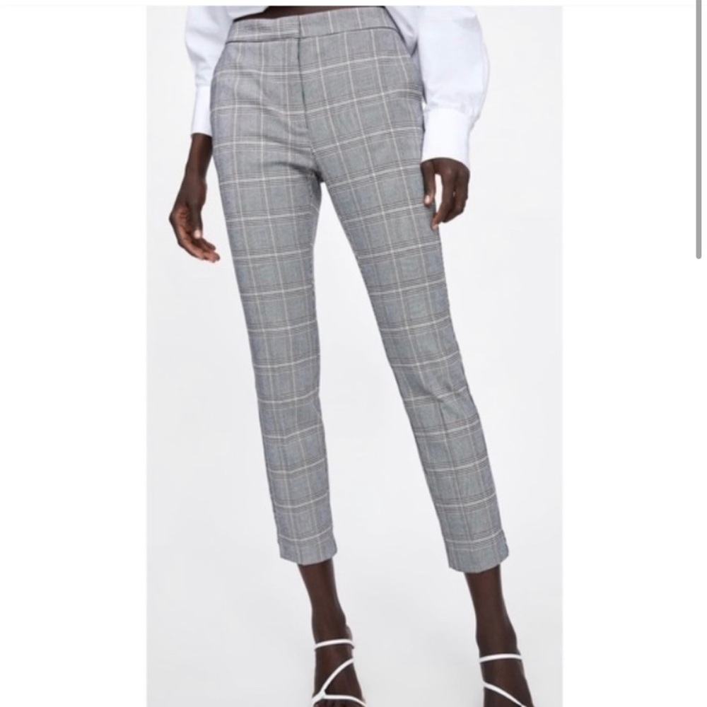 Zara Plaid Trouser Pant Blue / Grey size Xsmall